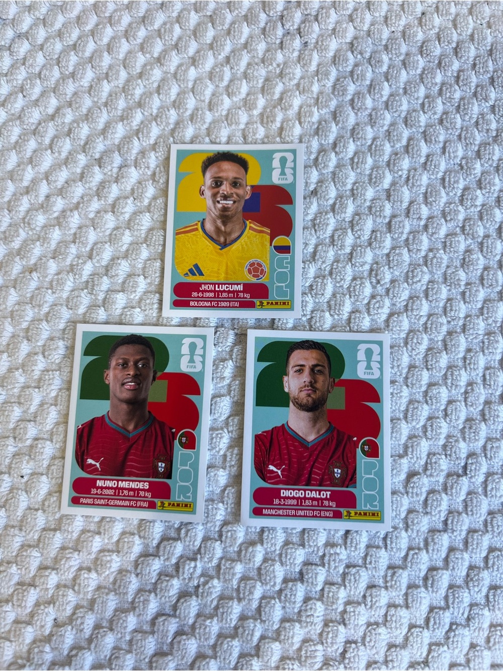 Lot of 3 Panini World Cup Player Sticker